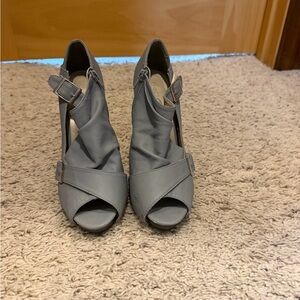 Rue21 Gray Peep-Toe Crisscross Slingback Heels